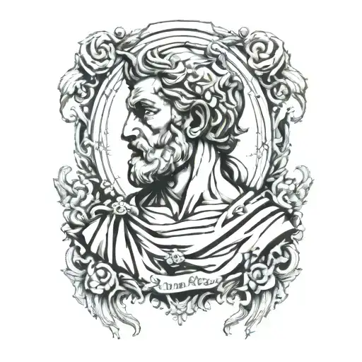 saint Christopher marble bust cracked in the head  tattoo design idea