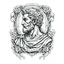saint Christopher marble bust cracked in the head  tattoo design idea