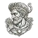 saint Christopher marble bust cracked in the head  tattoo design idea