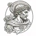 saint Christopher marble bust cracked in the head  tattoo design idea