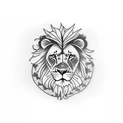 full body lion  tattoo design idea