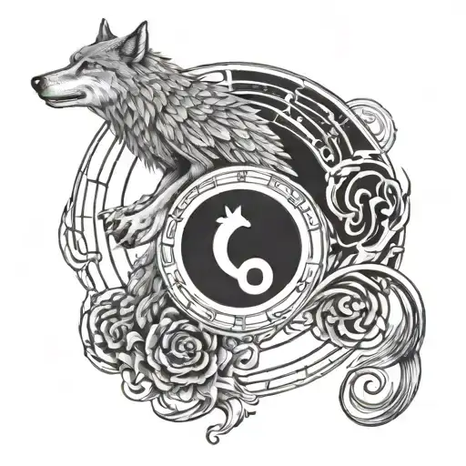 A tattoo design combining a wolf and an owl in a yin yang symbol, representing the balance between wisdom and instinct tattoo design idea