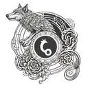 A tattoo design combining a wolf and an owl in a yin yang symbol, representing the balance between wisdom and instinct tattoo design idea
