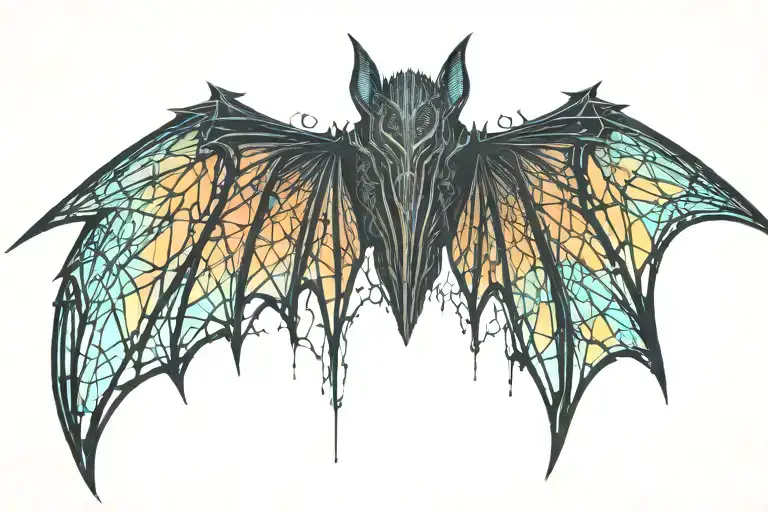 gothic bio organic bat wings tattoo design idea