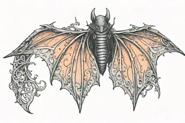 gothic bio organic bat wings tattoo design idea