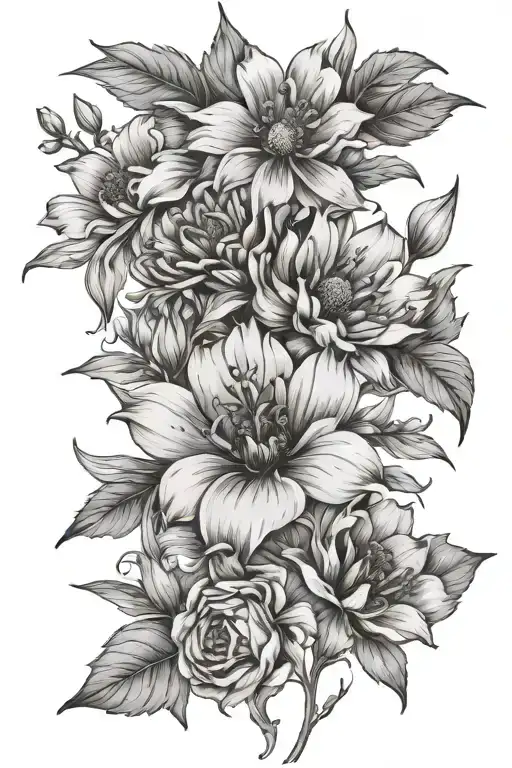 birthflowers April and march birth flower tattoo design idea