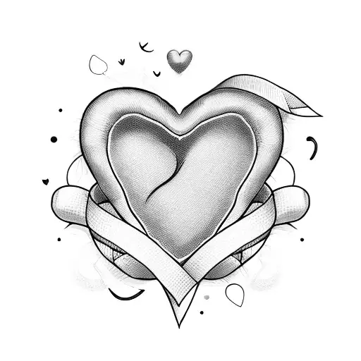 A heart-shaped bed adorned with delicate ribbon bows, representing your love for your bed and your affinity for cute and girly designs. tattoo design idea