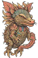 axolotl aztec armor tattoo design idea