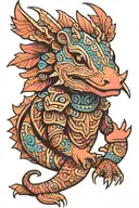 axolotl aztec armor tattoo design idea