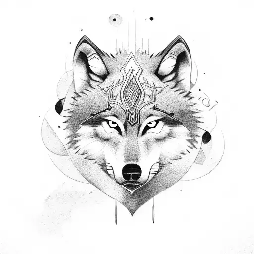 wolf logo and sword tattoo design idea