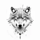 wolf logo and sword tattoo design idea