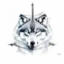 wolf and sword tattoo design idea