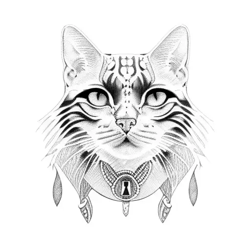 demonic egyptian god bast cat tattoo design idea