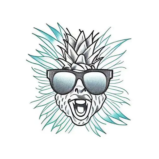 Pineapple with a sunglases tattoo design idea