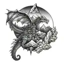 A dragon soaring over a mountain range tattoo design idea