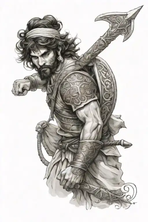 persian boy warrior  tattoo design idea