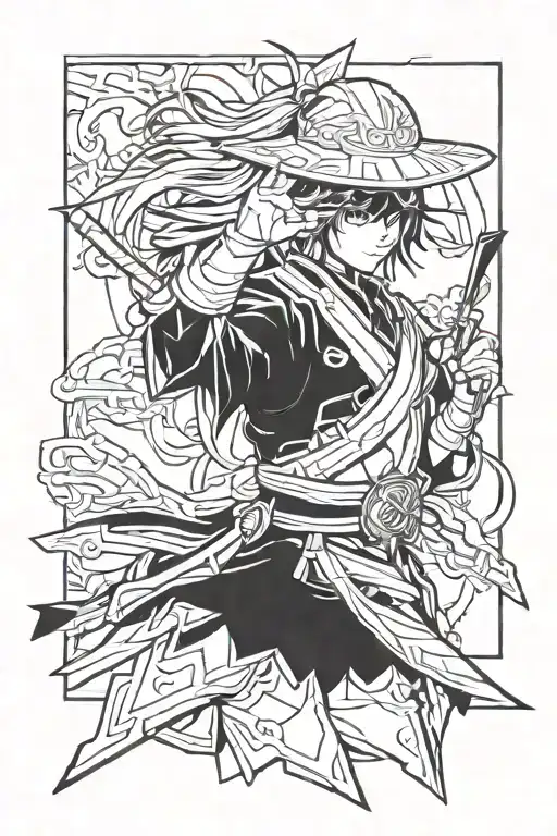 Raiden Mei From Honkai Star Rail scene tattoo design idea