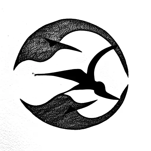 paragliders with pheonix flying above tattoo design idea