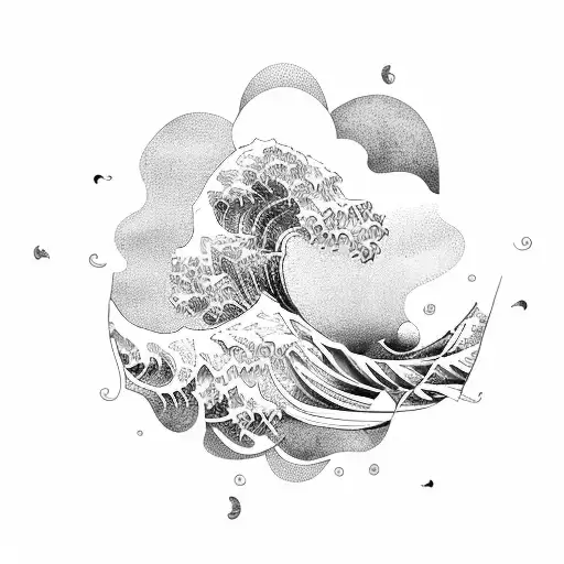 wave and kite tattoo design idea