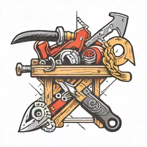 carpenter tool vintage tattoo design idea