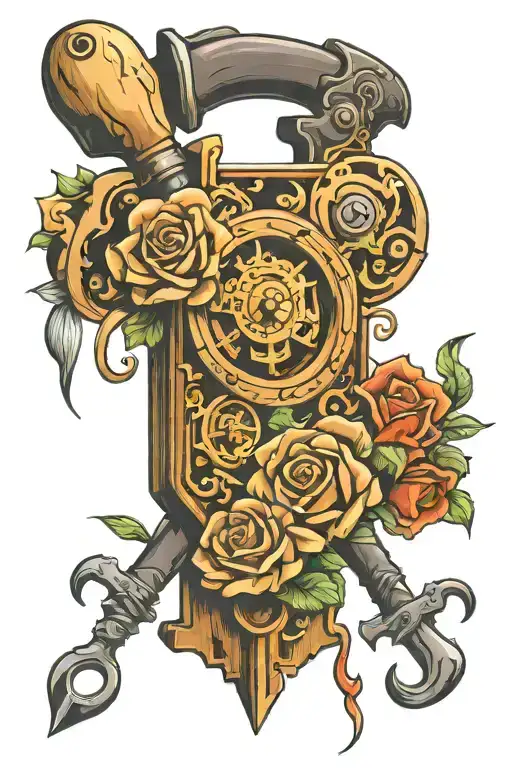woodworking tool vintage tattoo design idea