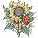 sunflower lillies ladybug  tattoo design idea