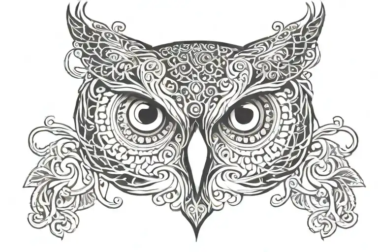 owl face filigree buddah   tattoo design idea