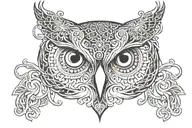 owl face filigree buddah   tattoo design idea