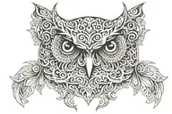 owl face filigree buddah   tattoo design idea