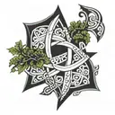 trinity knot with moss  tattoo design idea