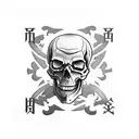 half skull half man with playing cards tattoo design idea