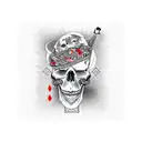 half skull half man with playing cards tattoo design idea