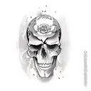 half skull half man with playing cards tattoo design idea