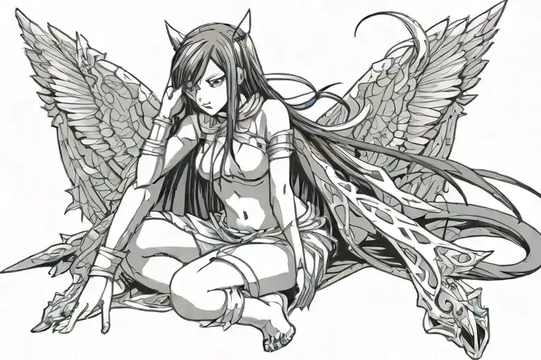 Erza Scarlet from Fairy Tail, nude without cover anything of her body. tattoo design idea