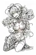 Anime girl nude (Hentai) tattoo design idea