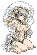 Anime girl nude (Hentai) tattoo design idea