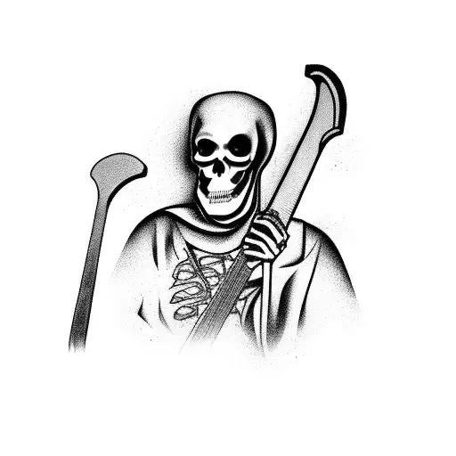 Grim Reaper with electric guitar  tattoo design idea