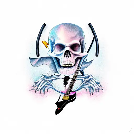 Grim Reaper with electric guitar  tattoo design idea