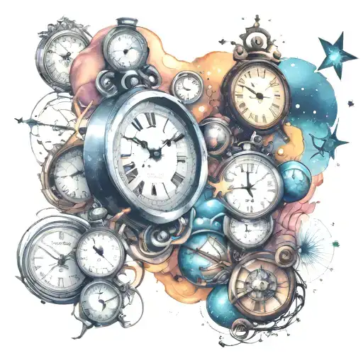 time, family, clock, machine, universe, galaxy, stars, tattoo design idea
