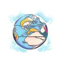 globe with the text "world is yours" tattoo design idea