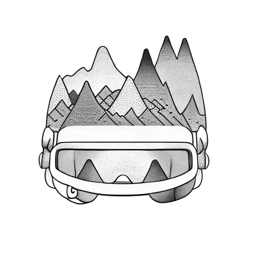 Firefighter's helmet with a mountain landscape inside tattoo design idea