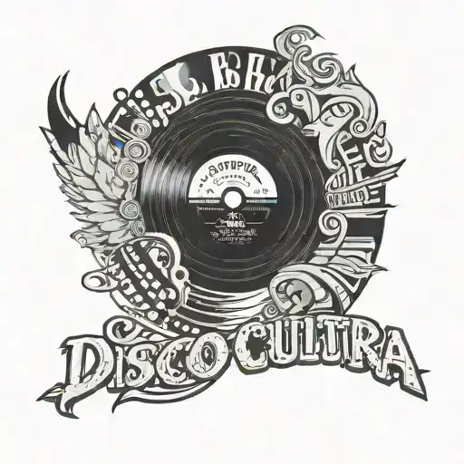 vinil disc with the writing "disco es cultura" tattoo design idea