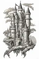 castle medival tattoo design idea
