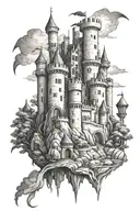castle medival tattoo design idea