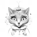 Coraline holding a cat and surrounded by butterflies tattoo design idea