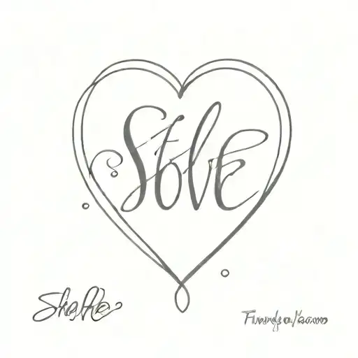 A minimalist outline of a heart with the words 'self love' incorporated into the design tattoo design idea