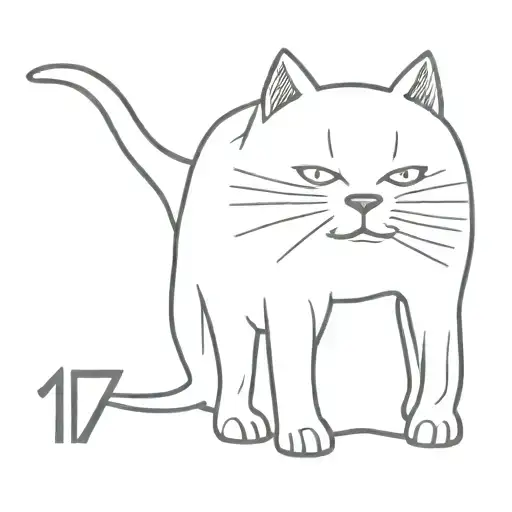 tooth and cat and number 17  tattoo design idea