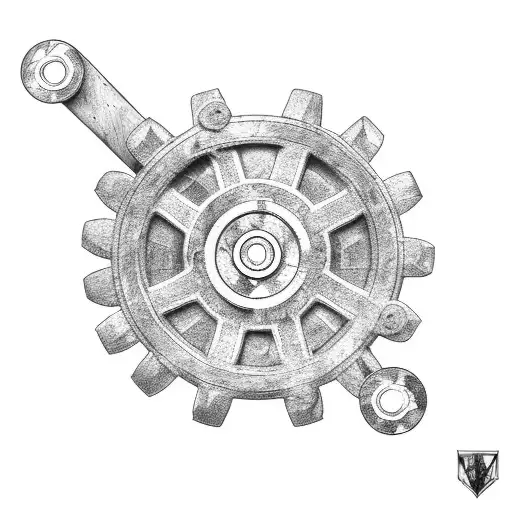 Mechanical gears intertwined with wilderness elements tattoo design idea