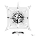 A compass surrounded by various hunting tools tattoo design idea