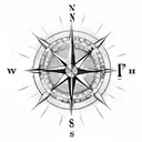 A compass surrounded by various hunting tools tattoo design idea